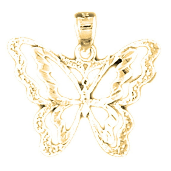 18K Yellow Gold Butterfly Pendant - 20 mm