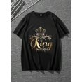 thumbnail image 3 of Manfinity Homme T-Shirt à Manches Courtes Col Rond Imprimé Roi, Haut d'Été Décontracté, pour Amis, 3 of 4