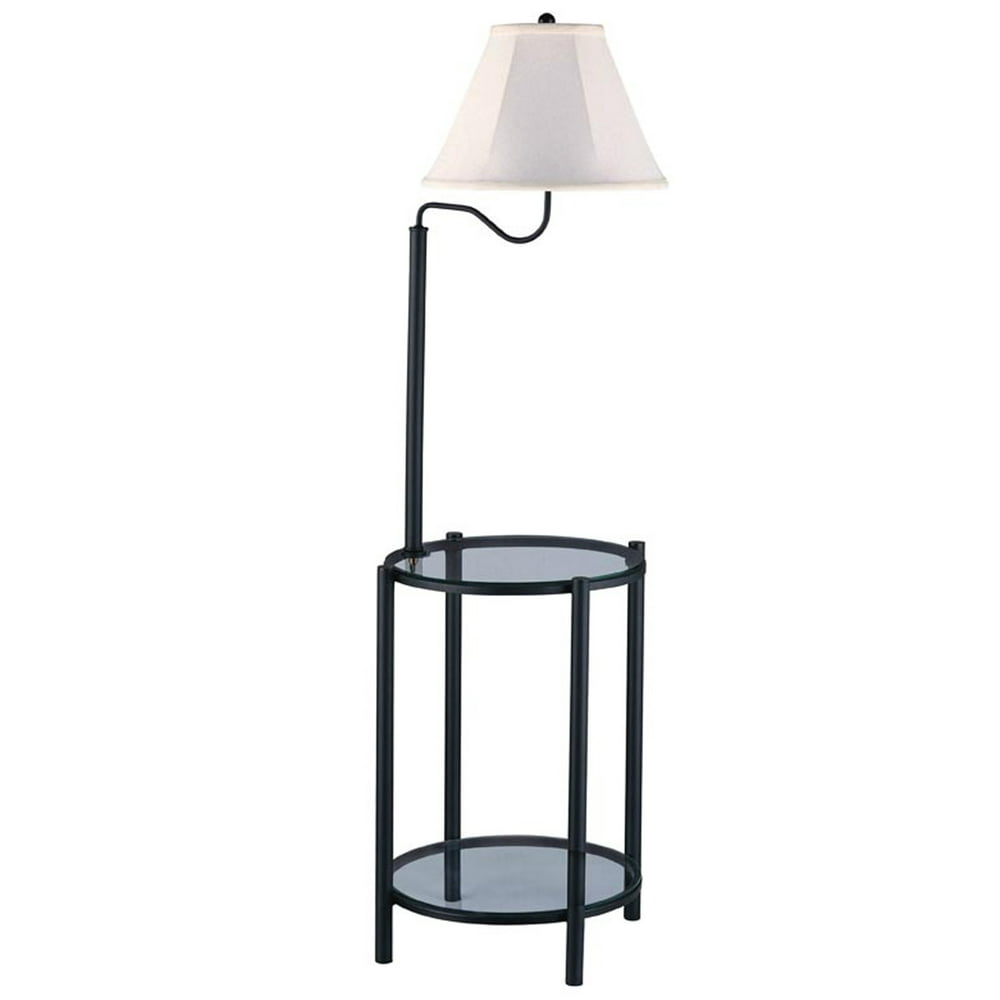 Mainstays Transitional Glass End Table Floor Lamp, Matte Black