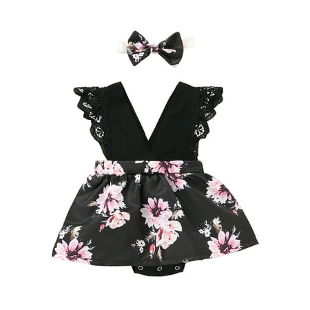 

REORIAFEE 2 Piece Outfits for Toddler Girl Dressy Toddler Baby Girls Outfits V-Neck Clothes Cute Flowers Romper Short Skirt Suit Purple 18-24 Months
