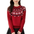 thumbnail image 2 of XIMIN Kid Girls Christmas Cropped Sweaters Long Sleeve Turtleneck Sweater Elk Snowflake Print Chunky Knitted Sweater Trendy Pullover Top, 2 of 5