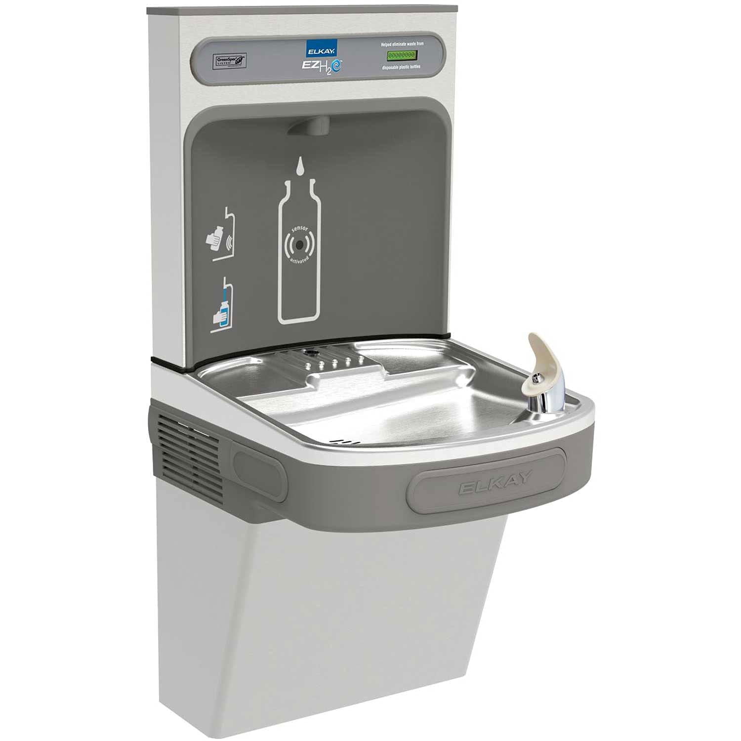 Elkay  Water Bottle Refilling Station W/Single ADA Cooler, Refrig, Stainless Steel