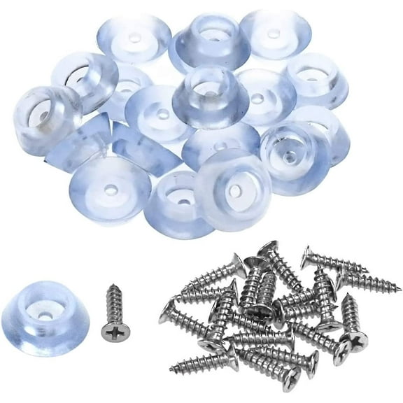 Screw on Feet Pads Clear Round Shape Non-Slip Furniture Floor Pads -Pack of 20
