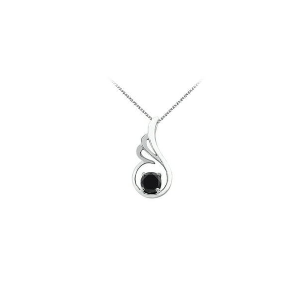 Pendentif Diamant Noir Sans Conflit en Or Blanc 14 Carats avec Conception Best à Chaîne Libre et Prix Cool