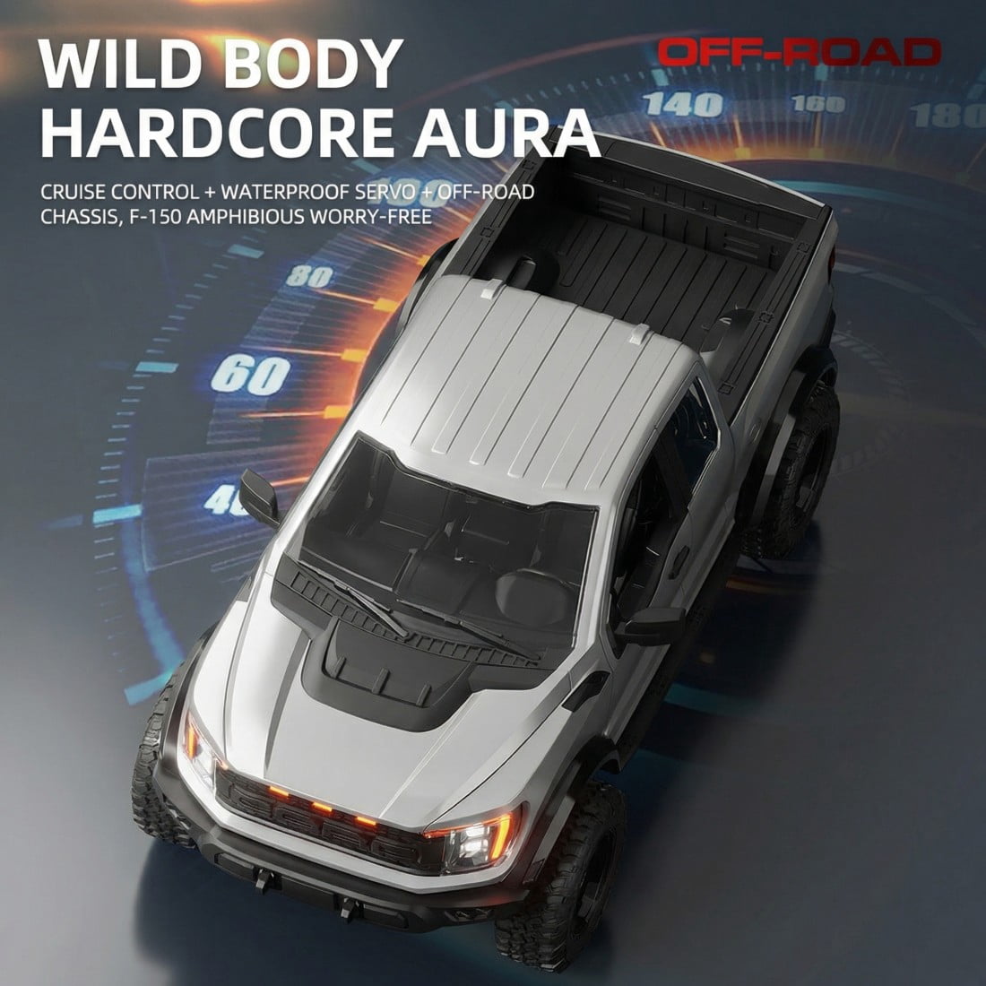 1:12 Scale F150 Raptor Style 4WD RC Off-Road Truck, 15KM/H High Speed Remote Control Car 2.4GHz All Terrain Pickup with Lighting System & Proportional Throttle for Adults Enthusiasts