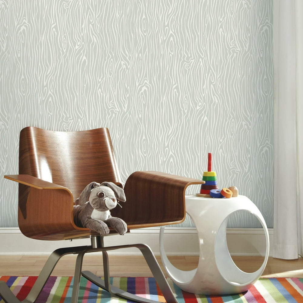 RoomMates Gray Wood Grain Naturalistic Peel and Stick Wallpaper 20.5