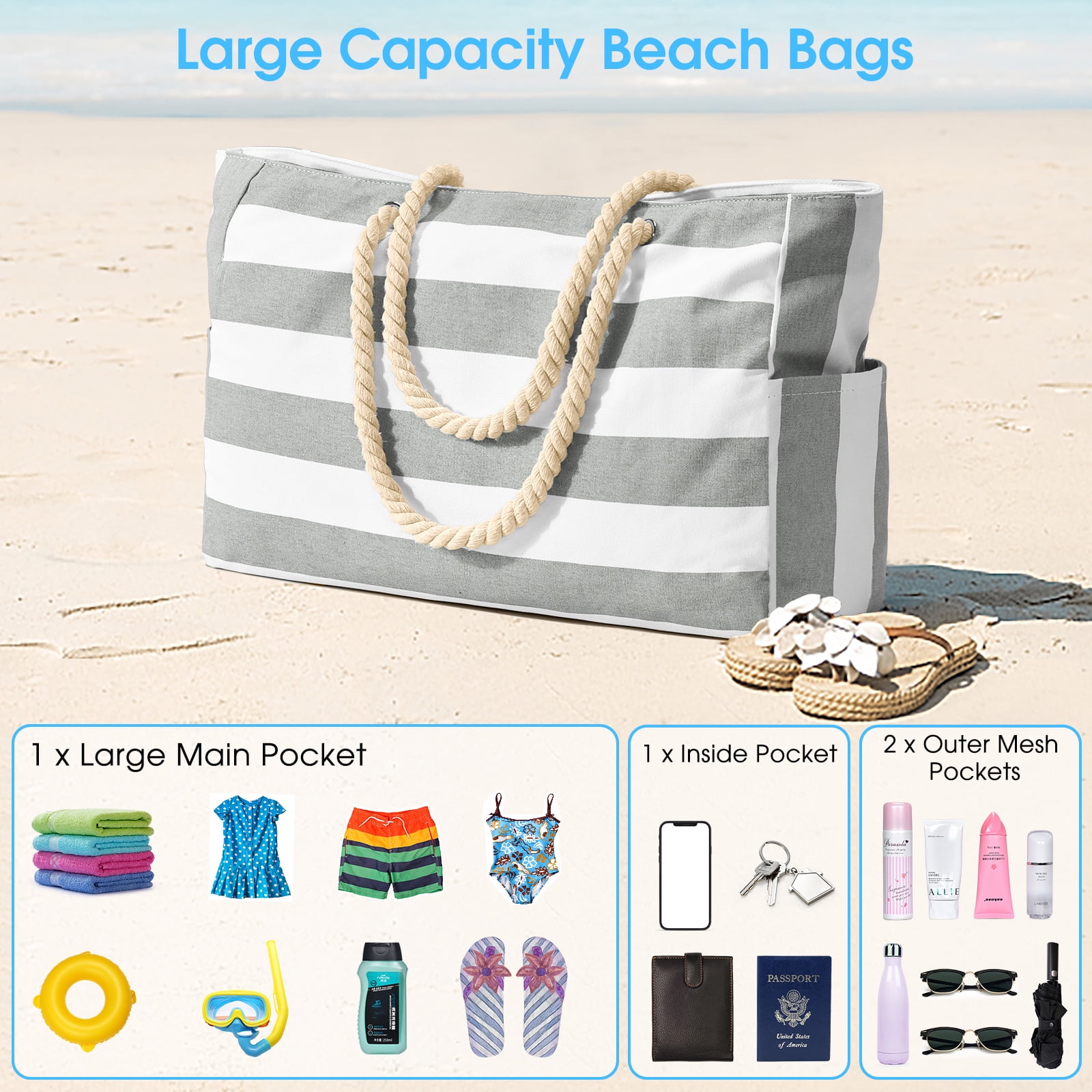 ポーチ Rest & Recreation BEACH POUCH BAG 5BSH162 Oscaurt Large Waterproof Beach Tote for Women, Travel