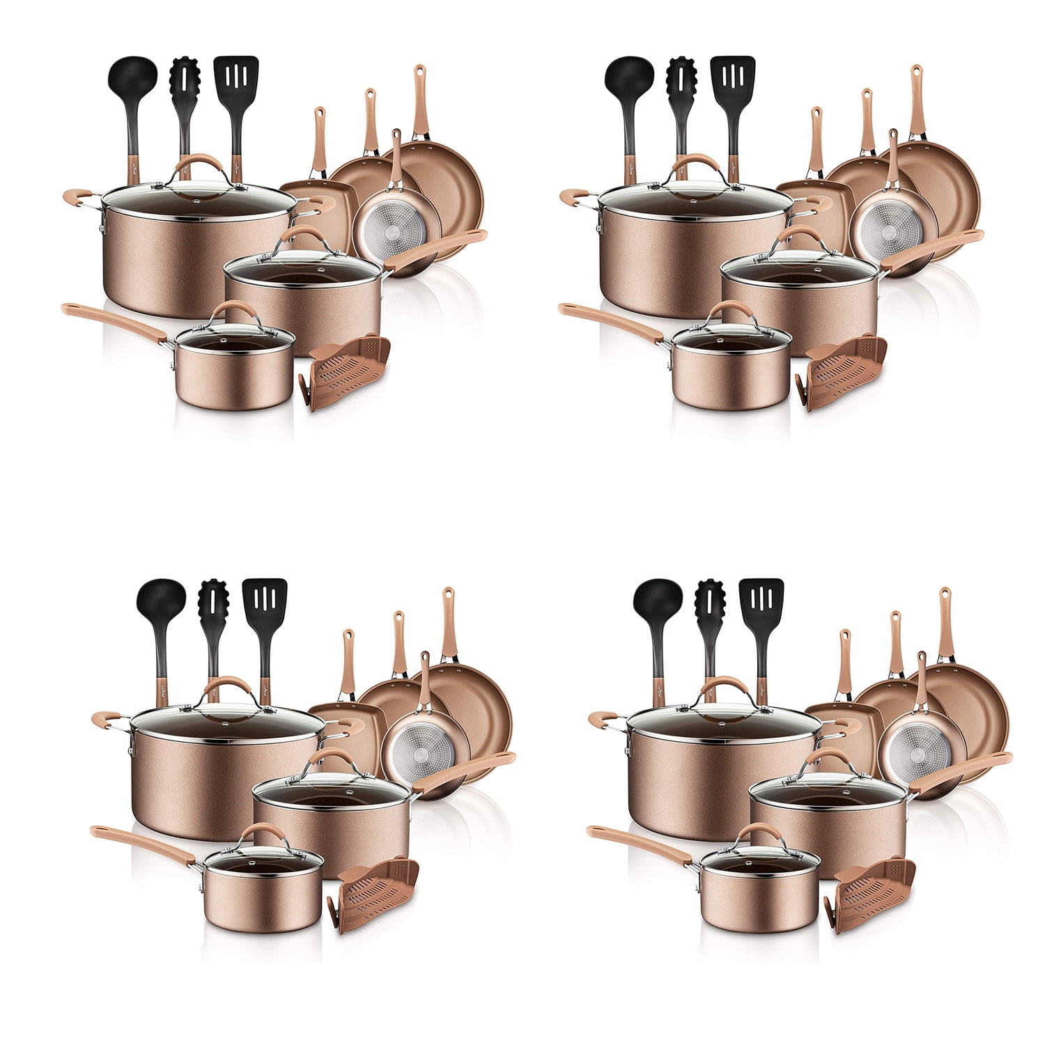 Bronze NutriChef Nonstick Cooking Kitchen Cookware Pots and Pans 14 Piece Set 