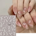 thumbnail image 4 of Pegatinas 3D de lazo blanco para uñas, cinta de diseño de pajarita, líneas irregulares románticas simples, calcomanía de manicura para damas y niñas, MO312, 4 of 7
