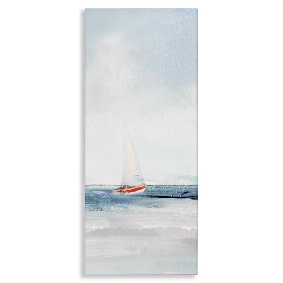 Stupell Industries Sailboat in Distance Nautical & Beach Painting Wrapped Canvas Art Print Wall Art, 10 x 24