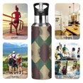 thumbnail image 7 of Yayeee 33oz Insulated Water Bottle Double Wall Stainless Steel with Flip Straw Lid, Green Tartan Pattern, 7 of 7