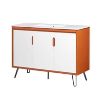 Sink Vanity Cabinet, Cherry White, Wood, Mid Century Hotel Bedroom Bathroom, Modern Contemporary HB34095