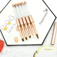 thumbnail image 3 of Pincel profesional para decoración de uñas de gel con tapa, 5 piezas de pinceles franceses de delineador fino/plano/redondo/acrílico para uñas, juego de construcción de pintura acrílica UV con pinceles de diamantes de imitación Rojo Verde, 3 of 5
