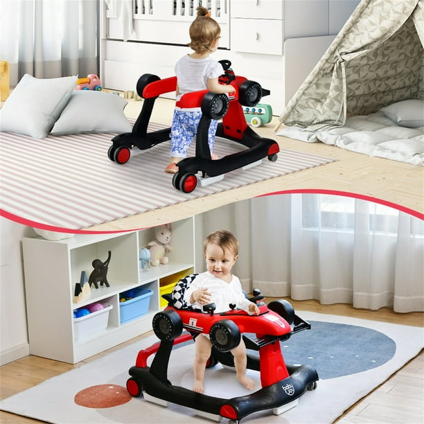 Costway Andador 4 en 1 para Niños Andador Actividad de Empuje Plegable con Altura y Velocidad Regulables Carillón con Luces Volante