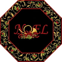 SAFAVIEH Chelsea Festive Noel Holiday Wool Area Rug, Black, 4' x 4' Octagon