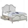 thumbnail image 4 of Evangeline Queen Storage Bed with LED Headboard Silver Oak and Ivory, 4 of 4