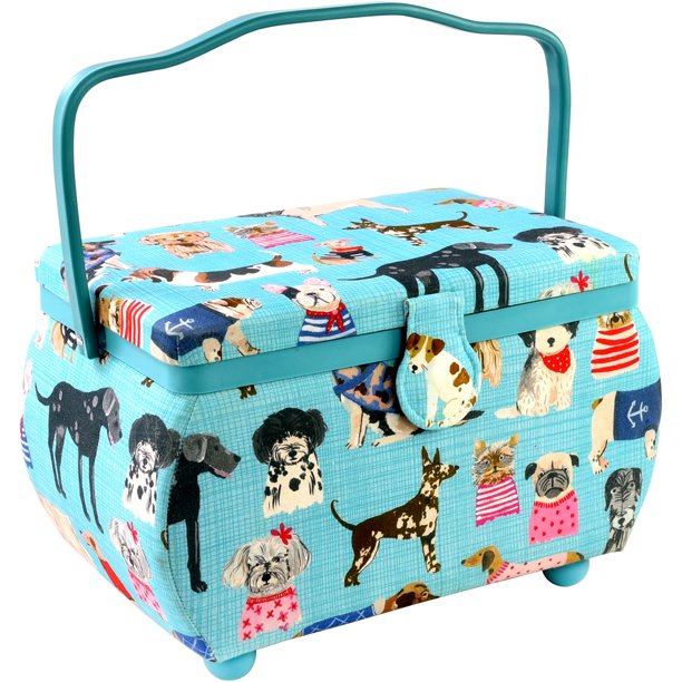 Sewing Basket Rectangle10.5"X6"X7" Puppies Print