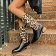 thumbnail image 5 of qkdmdw Camouflage Women'S Mid Calf Boots Heeled Booties Casual Side Zipper Boots Suede Leopard Print Non-Slip Walking Ankle Boots For Fall Winter With 1.97'' Heel, 5 of 9