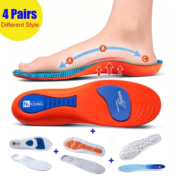Arch Support Orthotic Insoles for Flat Feet All Day Standing 4 Different Pairs