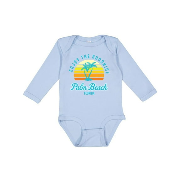 Inktastic Summer Enjoy the Sunshine Palm Beach Florida in Blue Boys or Girls Long Sleeve Baby Bodysuit