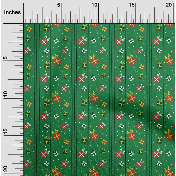oneOone Silk Tabby Green Fabric Merry Christmas Sewing Material Print Fabric By The Yard 42 Inch Wide-13Z