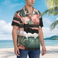 thumbnail image 3 of Honeii Black Cat Pink Bathroom Print Men’s Hawaiian Shirt,Classic Button-Down Short Sleeve Shirt, for Beach, Vacation, and Outdoor Activities,X-Large, 3 of 7