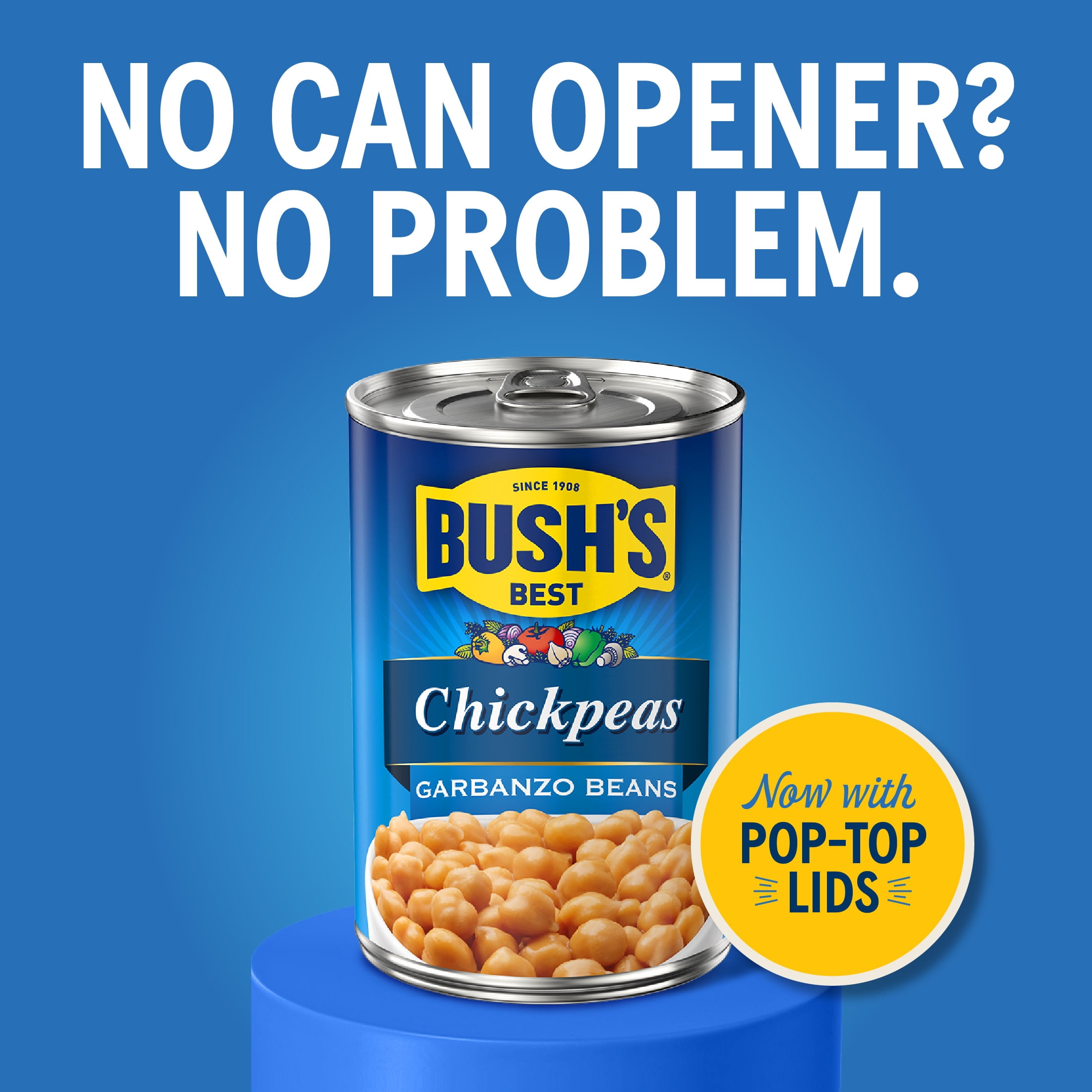 Bush's Chickpeas Canned Garbanzo Beans with Pop-Top Lid, 15.5 oz Can