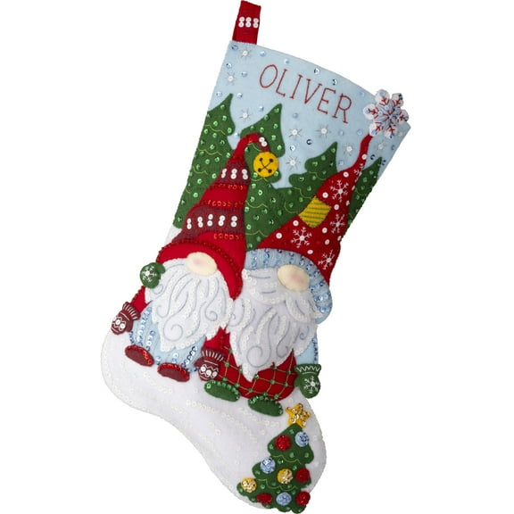 Bucilla Felt Stocking Applique Kit 18" Long-Chillin' With My Gnomie