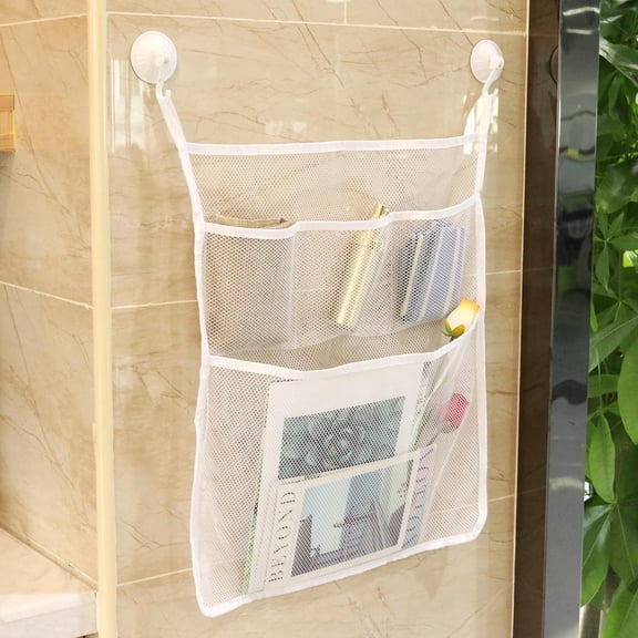 WHAMVOX  Bath Toy Storage Holder Bathroom Hanging Net Bag Child White