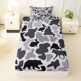 thumbnail image 3 of Manfei Retro Camo Twin Sheets,Lovely Bear Bedding,White Black,3-Piece,1 Fitted Sheet and 1 Pillowcase, 3 of 6