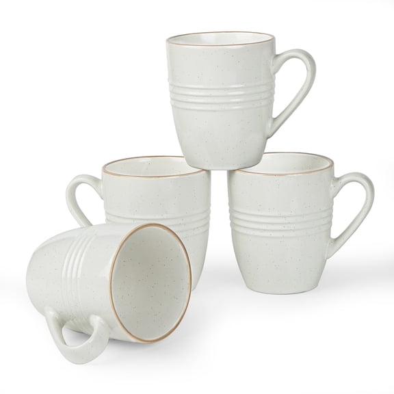 Famiware Jupiter 4-Piece Stoneware Coffee Mug Sets, Dishwasher Safe and Microwave Safe, White