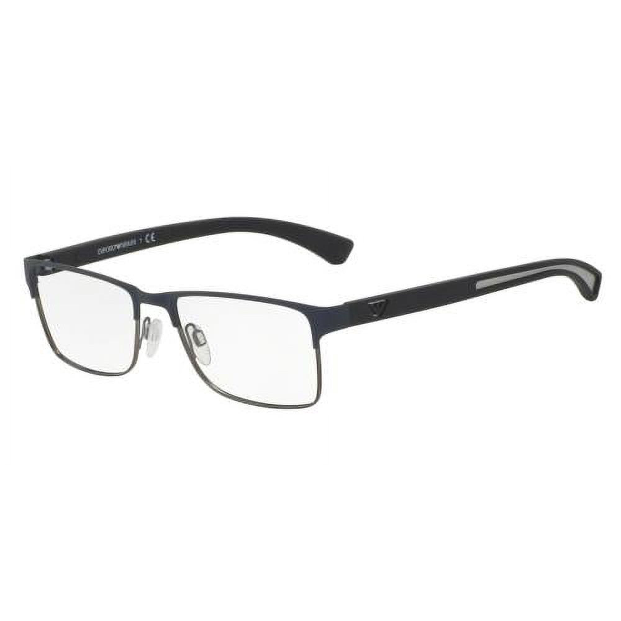 Emporio Armani Men's EA1052 Rectangular Sunglasses, Rubber Blue Gunmetal 55 mm