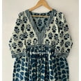 thumbnail image 3 of Indigo Dabu Work Block Printed Cotton Dress,Floral Dress,Cotton Block Print Dress, Long Dressing Gown,Indian Cotton Dress, 3 of 9