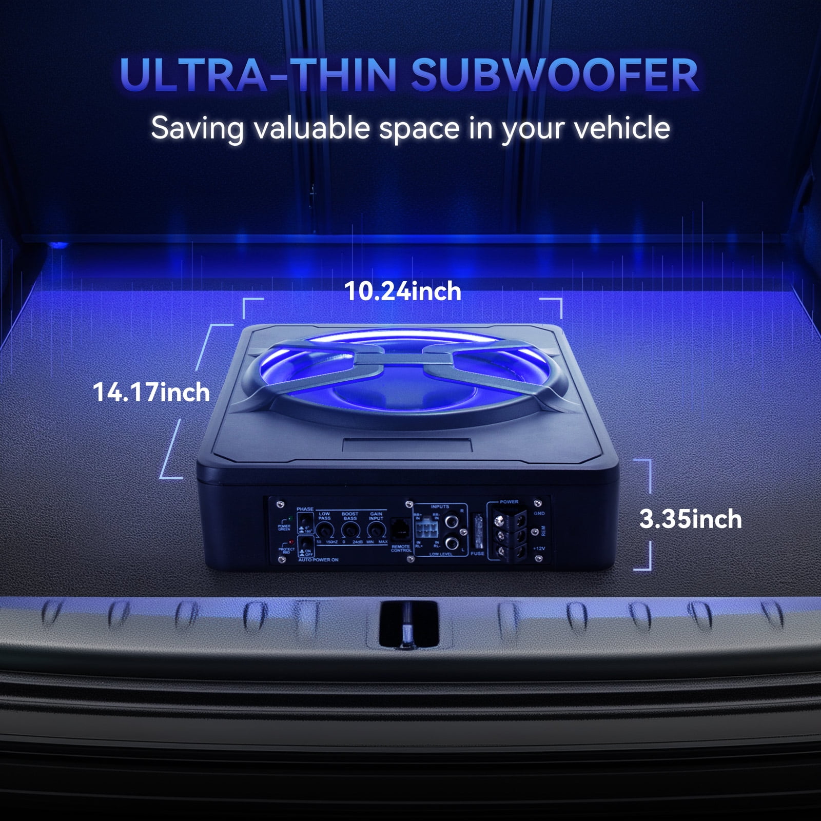 KROAK 800W Y-Shaped 10" Subwoofer Amplifier with Blue LED - Powerful Bass Booster for Car Audio Systems