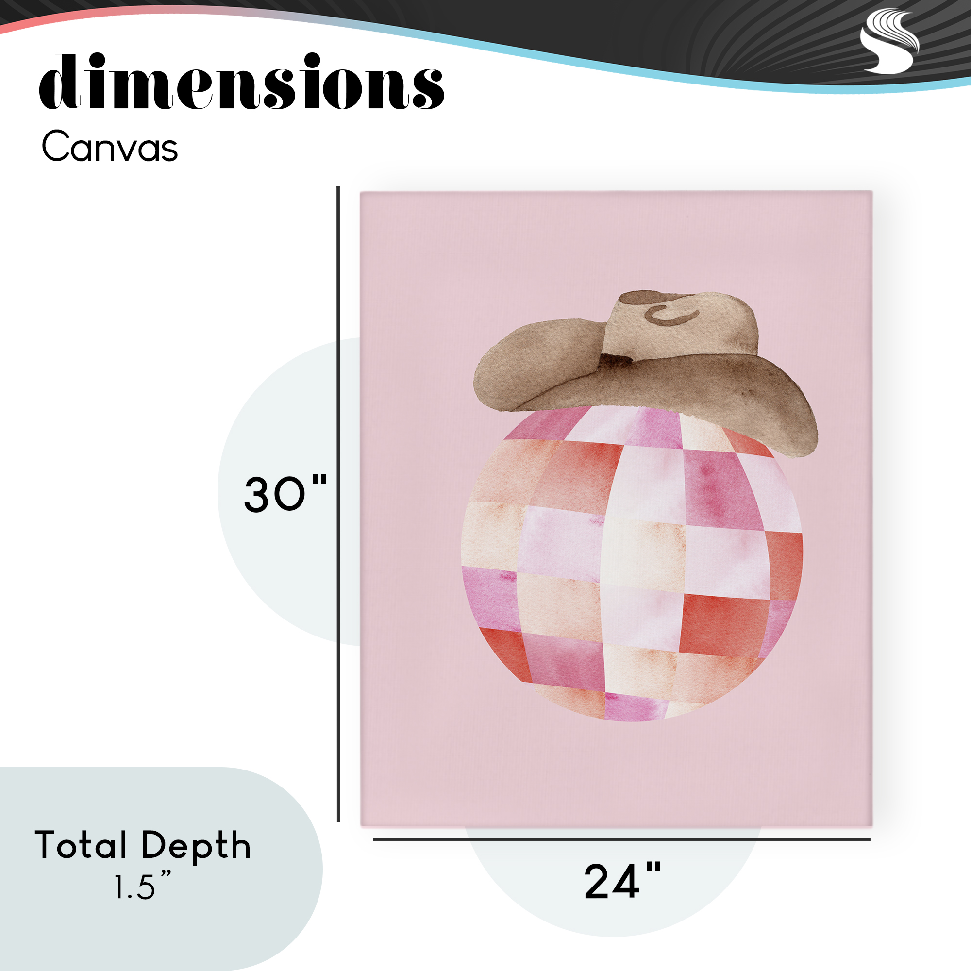 Rosy Disco Cowgirl Hat Canvas Wall Art, design by Nina Jacobs
