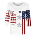 thumbnail image 4 of Women's 3/4 Sleeve American Flag Print T-Shirt Casual Round Neck Patriotic Shirt Top for Independence Day, 4 of 4
