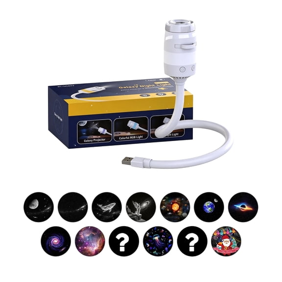 HD Smart Dynamic 5D Holographic Night Light Projector,Plug and Play HD 2-in-1 Galaxy Star Projector,360 Rotating, USB Powered(13 Projection Films)