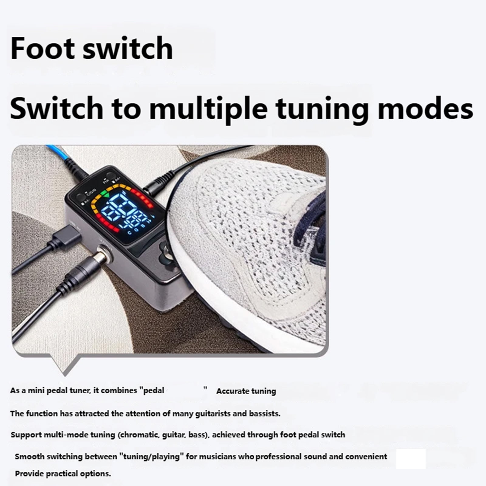 Portable Size Digital Guitar Pedal Tuner Replacement Chromatic Guitar Tuner Pedal Effect Real Bypass Design Enduring