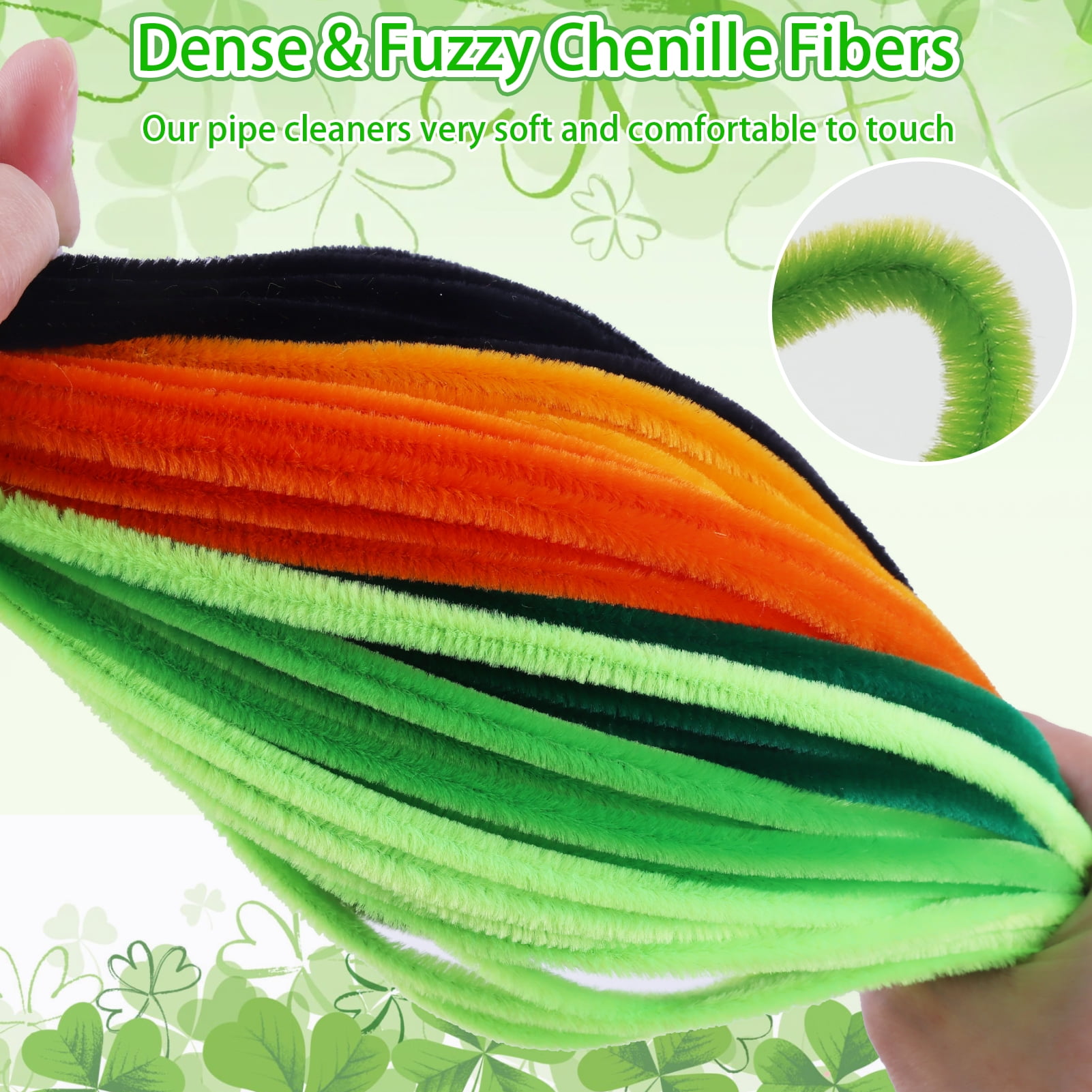 Yalumo 500 Pieces Pipe Cleaners Craft Supplies, Green Pipe Cleaners Bulk for DIY Crafts, 12 Inch Fuzzy Chenille Stems Sticks Set