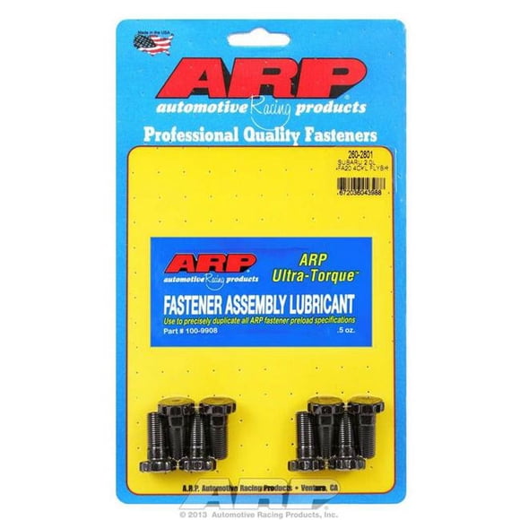 ARP ARP260-2801 10 x 1 mm Thread 12 Point Head Flywheel Bolt Kit with 0.826 in. Long for Subaru 2L, Black Oxide - Set of 8