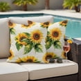 thumbnail image 5 of 2 Pack Outdoor Waterproof Throw Pillow Covers,Summer Sunflower Watercolor Green Leaves Decorative Patio Pillowcases for Chair Couch Sofa 16x16in, 5 of 9