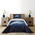 thumbnail image 3 of Ambesonne Nebula Quilted Coverlet 2 Pcs, Milky Way Galaxy Space, Twin Size, Navy White, 3 of 5