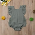 thumbnail image 2 of Qiylii Toddler Baby Girl Sleeveless Jumpsuit Ruffle Solid Color One-Pieces Romper Summer Clothes Outfit,0-24M, 2 of 5