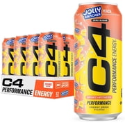 C4 Performance Energy Drink, Jolly Rancher Peach Flavor, 16 fl oz Cans, 12 Pack