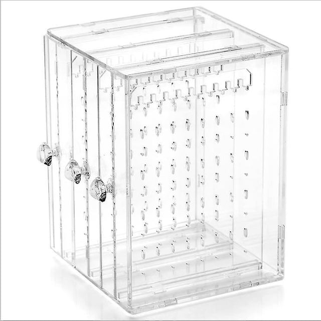Soportes de acrílico para pendientes Caja de almacenamiento de joyas Organizador a prueba de polvo Soporte de exhibición de pendientes transparente Espárragos. Afortunado Sencillez