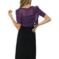 thumbnail image 3 of INSPIRE CHIC Casual Short Sleeve Mesh Sheer Shrug for Women's Open Front Cropped Cardiga Bolero XL Purple, 3 of 6