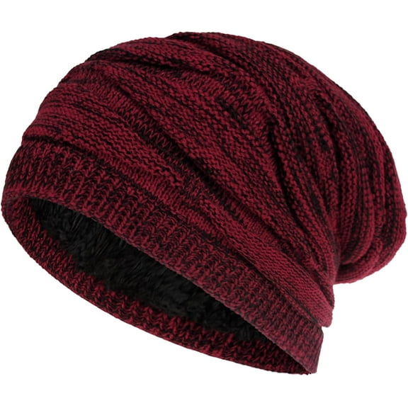 Zhengup Unisex Winter Warm Fleece Lined Slouchy Knit Beanie Hat Stocking Cap Skull Cap for Men Women