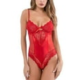thumbnail image 1 of Justaucorps pour Femmes Combinaison Aguichant Mode Femmes Lingerie en Dentelle Aguichant Justaucorps Combinaison Dos Nu sous-Vêtements Rouges P-3TG, 1 of 9