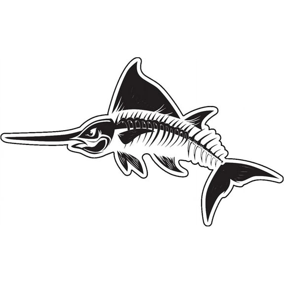 WickedGoodz Swordfish Bone Fish Vinyl Decal - Sailfish Bumper Sticker - for Laptops Tumblers Windows Cars Trucks Walls