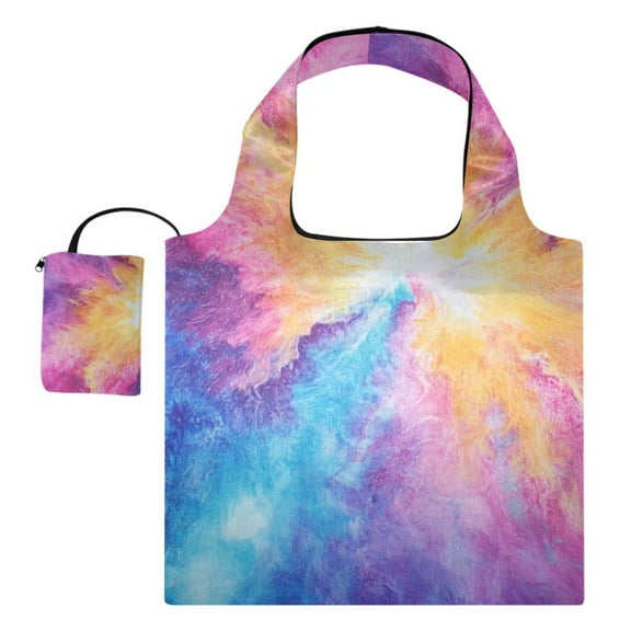 Multi-functional foldable shoulder handbag | lightweight and convenient, ready to store, fashionable and durable, suitable for daily commuting and traveling. Irregular Colorful Tie-dye